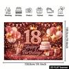 2D 18th Birthday Photography Background, Rose Gold Themed Party Backdrop Banner