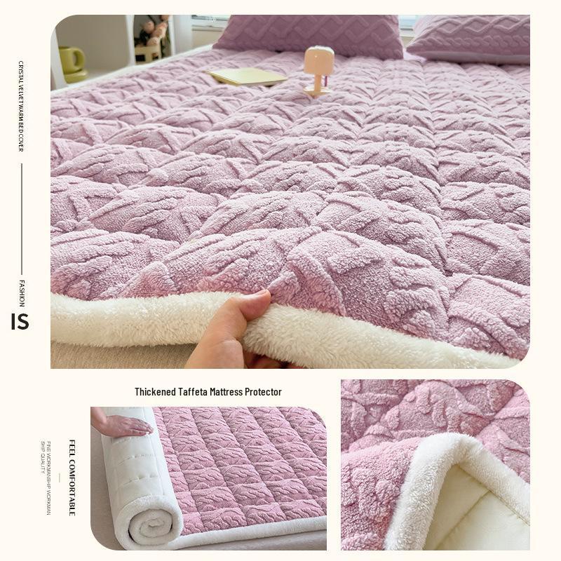 Winter Milk Velvet Mattress Topper for Dorms - Thick Coral Fleece Pad for Single Beds