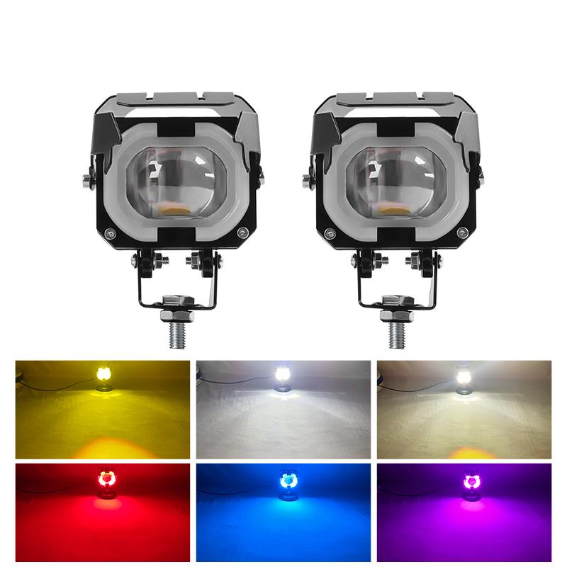 Motocyklové denní světlo Devil Eye Mini reflektor 30W RGB Vysoce výkonný jasný hliníkový přídavný světlomet Dálkové/tlumené mlhové světlo