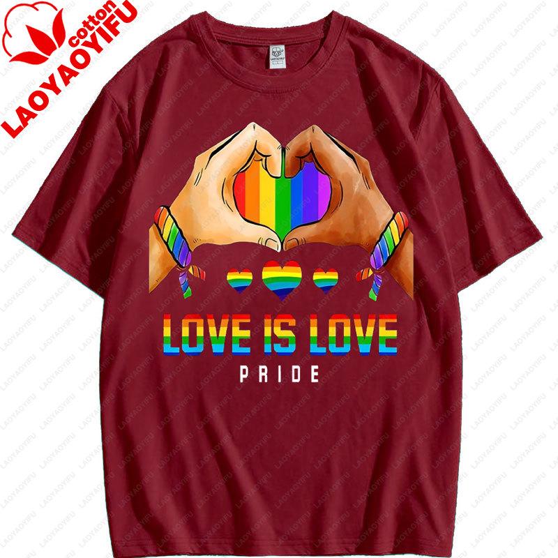 

Love Is Love Tshirt Couple Tee Valentines Day Fashion Streetwear Sweatshirt Cute High Quality Cotton Womens Short Sleeve Tops 3XL
