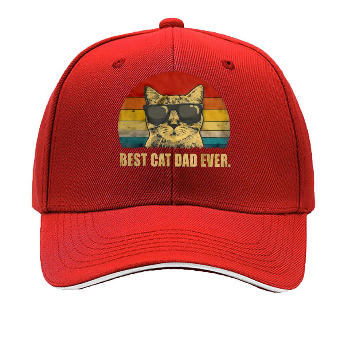 

Retro Best Cat Dad Themed Design Hip Hop hat Fashion Outdoor Sports Sandwich Baseball Cap One Size