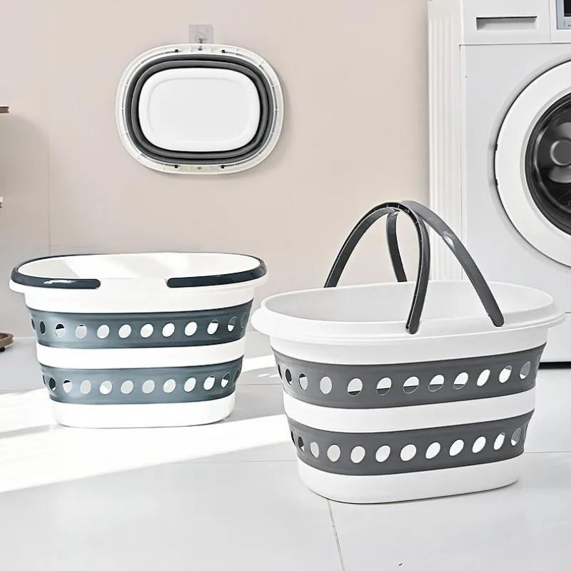 16L Space-saving Collapsible Laundry Basket Portable Plastic Storage Bin with Handles for Bathroom Laundry Room Organization