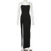 Women's Summer Spaghetti Strap Square Neck Maxi Dress Sexy Backless High Slit Bodycon Sleeveless Evening Cocktail Party Dress