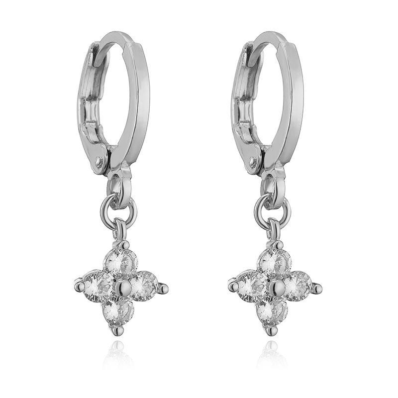 HECHENG, Small Pendant Earrings Shell Flower Sports Sweet and Cute Women's Zircon Party Earrings 1 Pair