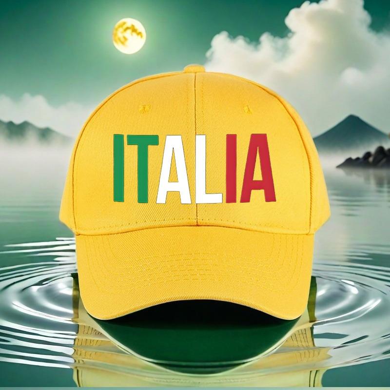 Italia Graphic Baseball Cap Unisex Black Peaked Hat with Italian Flag Design Perfect Travel Street Fashion Sports Outdoor Fun