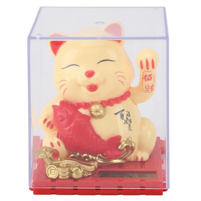 Solar Waving Cat Innovative Cute Solar Lucky Cat Solar Powered Fortune Cat with Transparent Cover