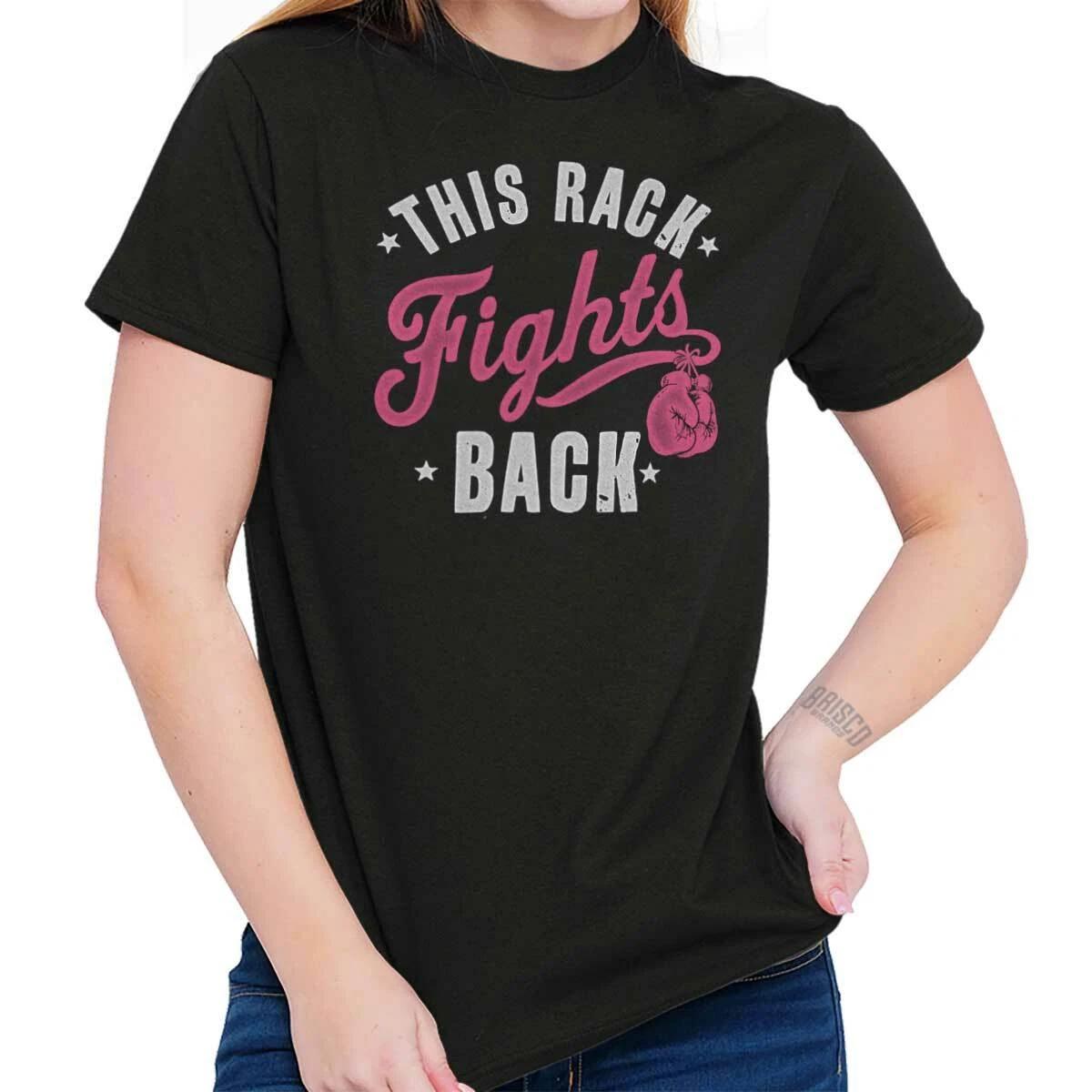 Fight Breast Cancer Boxing Gloves BCA Gift Womens Graphic Crewneck T Shirt Tee L