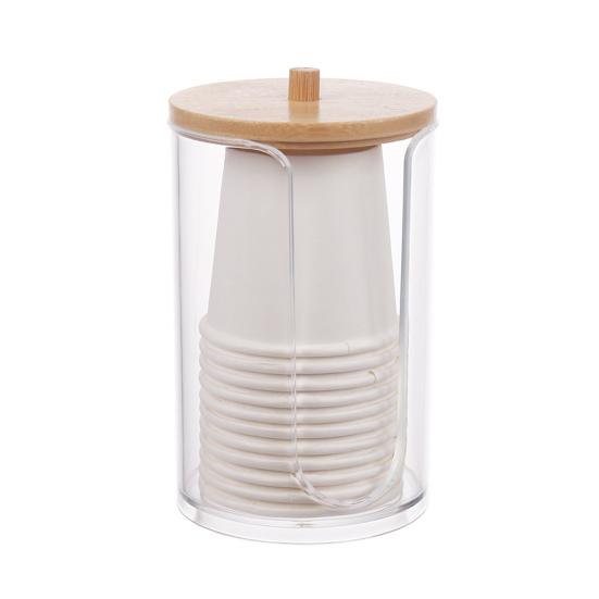Disposable Paper Cup Box Multi-purpose Dust-proof Transparent And Visible Mini Cotton Pads Storage Holder for Hotel