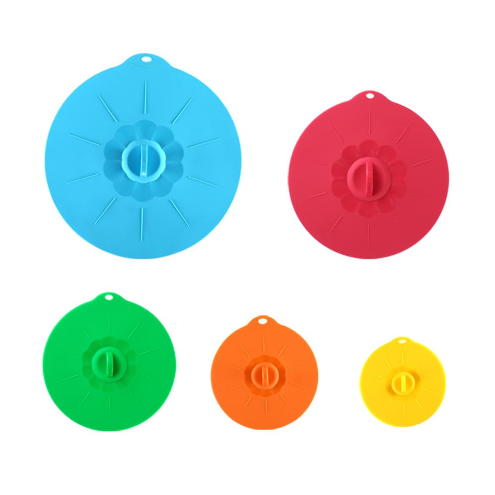 

YBGGJO Silicone Mug Microwave and Frying Pan Heat and Cold Cooking and Food Convenient Kitchen Supplies Lids, 5-Pack, Dustproof, Airtight, Lids, Lids,