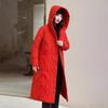 Women Autumn Winter Hooded Neck Long Sleeve Solid Color Single Breasted Knot Loose Warm Long Coat