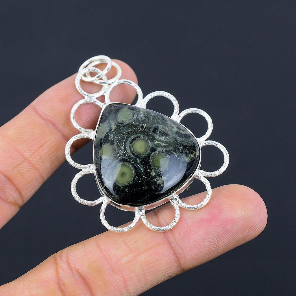 Pear Kambaba Jasper Gemstone Daughter Anniversary New Pendant Jewelry 925 Silver