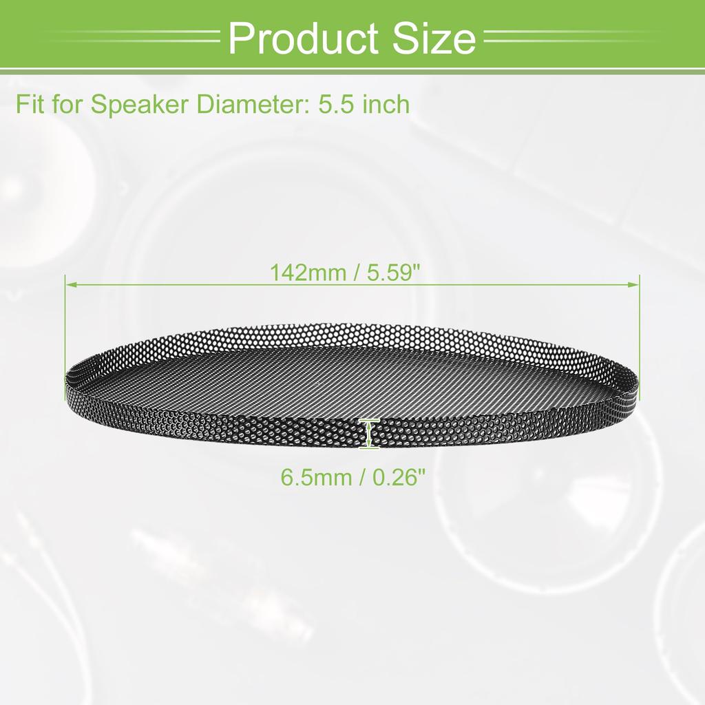 ACROPIX Universelles 5,5" Lautsprechergitter-Gewebe für Audio-Subwoofer 142x6,5mm Rahmenlos Schwarz - Set of 2