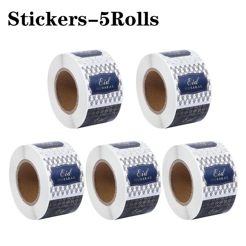 1-5Rolls Ramadan Kareem Eid Mubarak Paper Stickers Gift Packaging Seal Stickers Islam Muslim Home Decoration Ramadan Gift Label