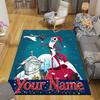 Custom 1Pc Skeleton Santa Flannel Personalized Rug Non Slip Floor Mat Soft Carpet for Living  Bedroom Office Home Decor Gift