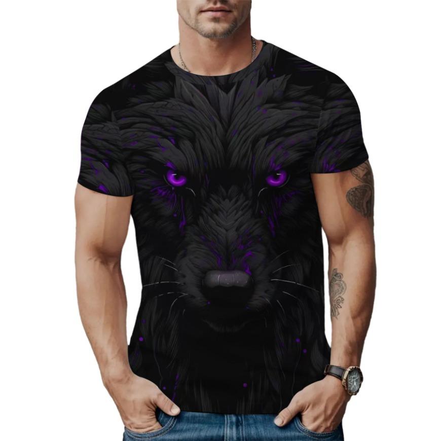 3D Printed Originality T-Shirt for Men Fashion Lion Animal Pattern T Shirts Summer Casual Short Sleeves Round Neck Tops Sport Loose Tee