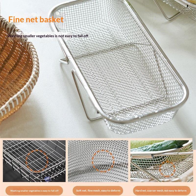 Adjustable Arm Stainless Steel Sink Drain Basket Expandable Rust Proof Mesh for Home Kitchen Vegetable Washing Food Drying