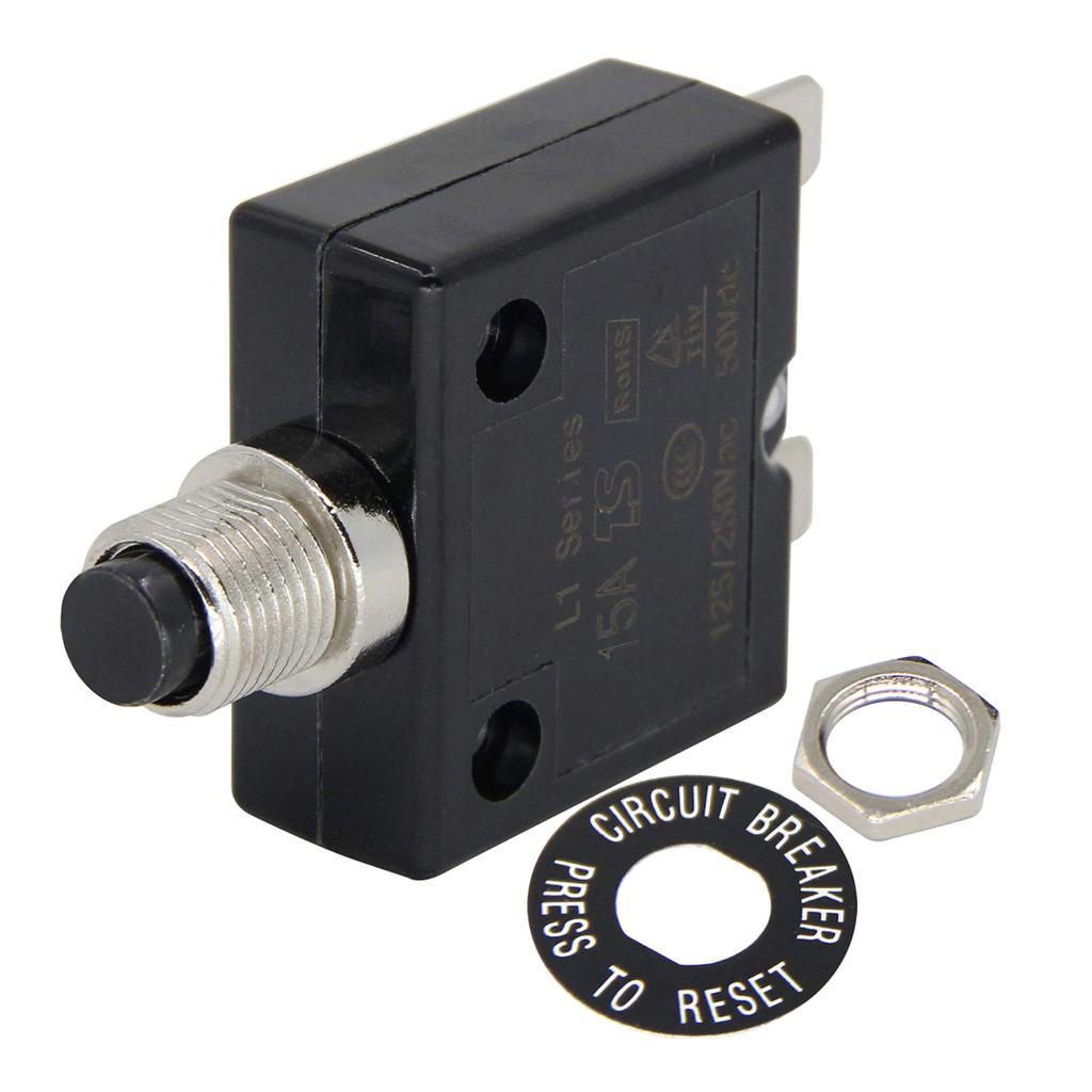 Practical Thermals Circuit Breakers 15 Amp Manual Resets 125 250V 50V Convenient for Power Tool and Small Generators