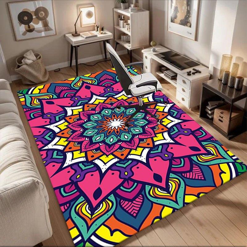 Colorful Mandala Pattern Phone WallpaperOffice Mat Home Decor Office Desk Chair Rugs Chair Carpet for office Chair Mat Gift For Halloween &
