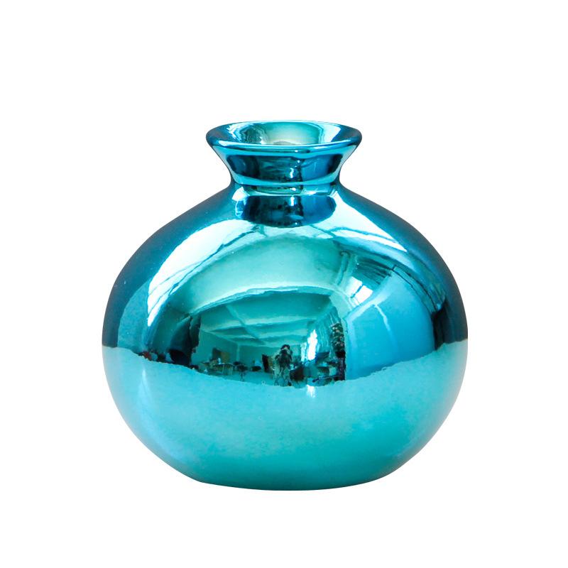 European electroplating gold rose gold blue gold ceramic vase flower small home decoration crafts.