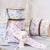 Small Flower Wavy Edge Ribbon Printed Butterfly Clip Hairpin Diy Gift Wrap Ribbon Raw Material Ribbon