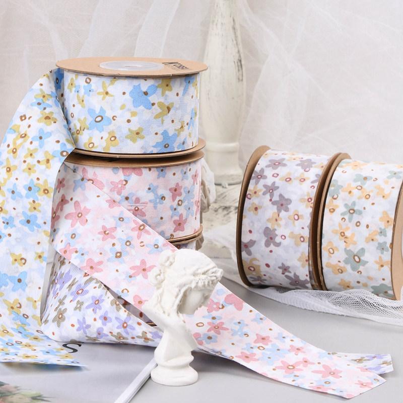 Small Flower Wavy Edge Ribbon Printed Butterfly Clip Hairpin Diy Gift Wrap Ribbon Raw Material Ribbon