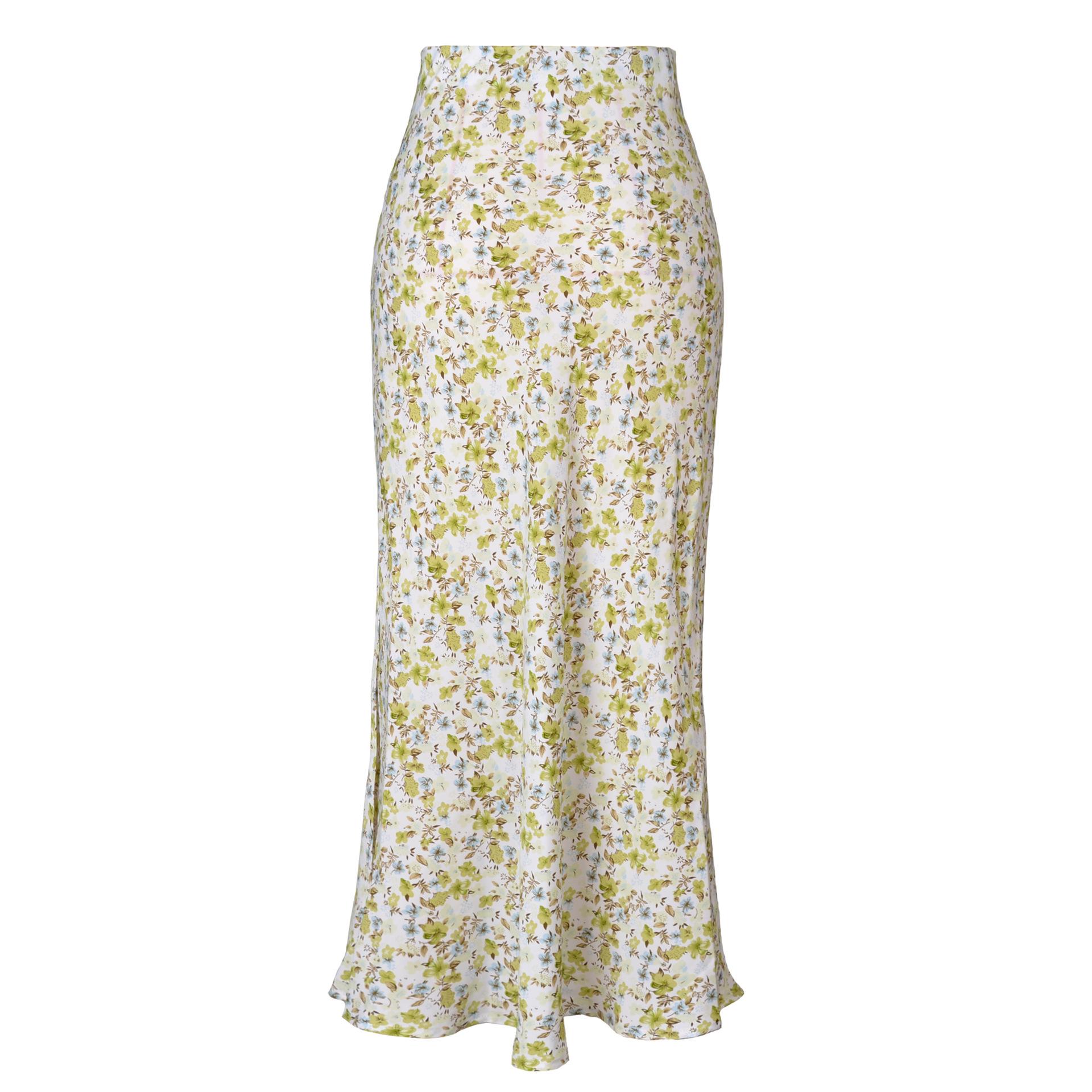 Весна-лето Ацетатный Атласный Холтер Высокая Талия Эластичный Высококачественный Атласный Разделение Длинная Юбка Женская S