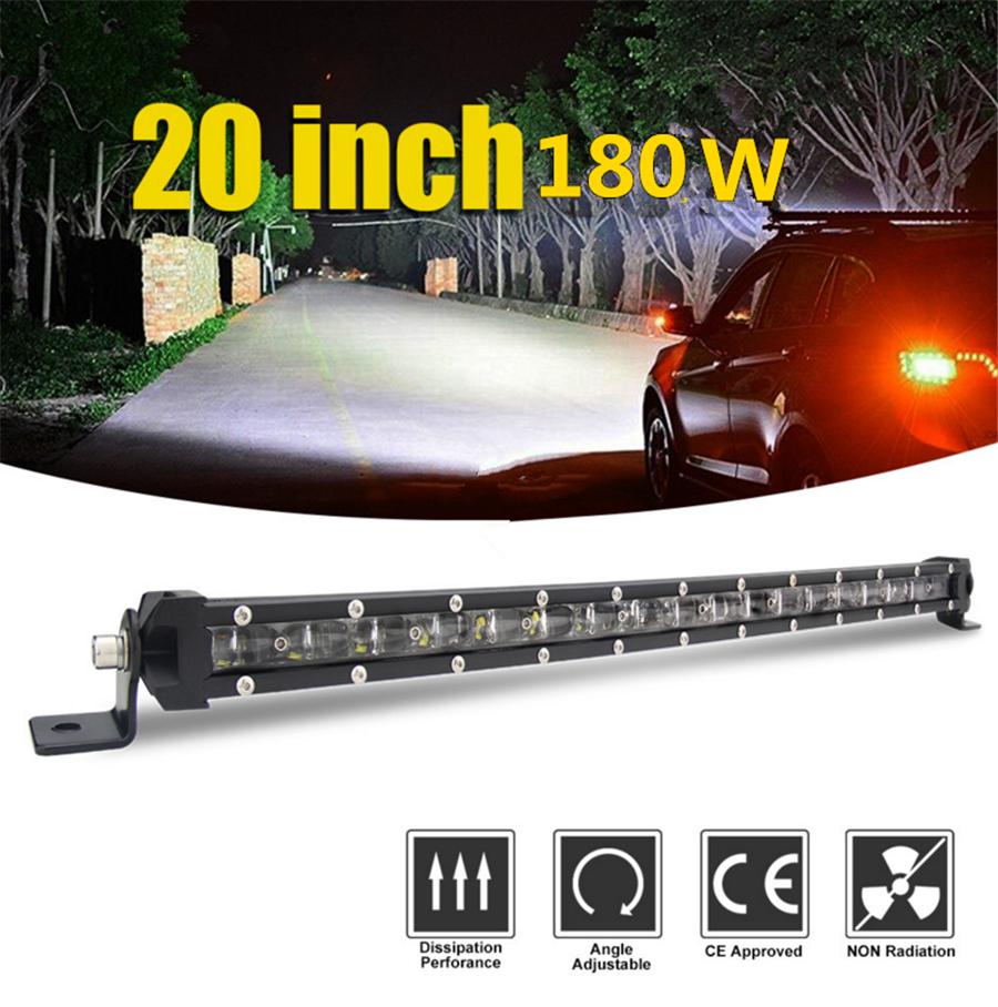 20Inch 180W Slim Single Row 6D Spot Beam Off-Road Led Work Light Bar Waterproof