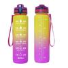 Tritan Frosted 1000ml Plastic Water Bottle with Time & Capacity Scale, Portable Handle