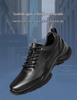 Men's 8CM Height Increase Casual Breathable Non-slip Leather Running Shoes, Thick Sole, Solid Color.
