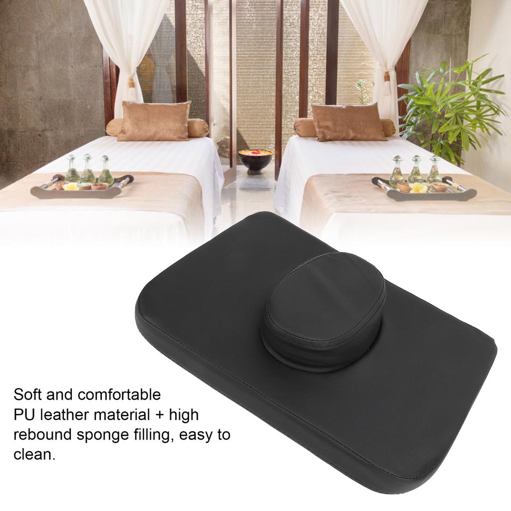 Massage Table Face Cushion Universal PU Leather Square Massage Face Pillow Headrest for Massage Spa Bed Black