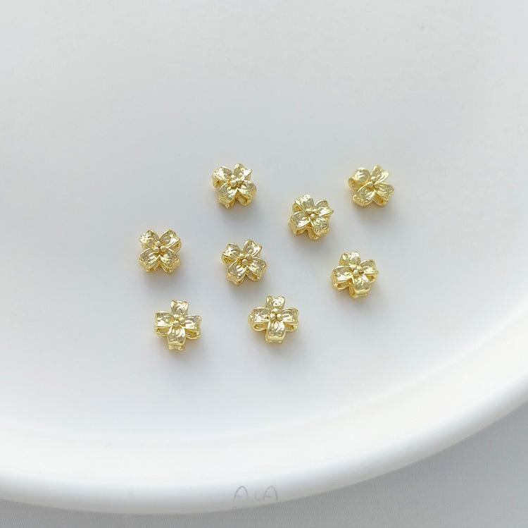 14K Gold-filled Double-sided Four-leaf Clover Osmanthus Spacer Beads Handmade Bracelet DIY Accessories