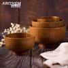 Japanese Jujube Wood Bowl for Adults & Kids, Solid Wood Noodle Bowl, Versatile Home Tableware