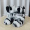 Fox Fur Snow Boots Autumn and Winter Warm and Cold Thickened Medium Tube Imitation Fur Boots Fashion Wool Boots
