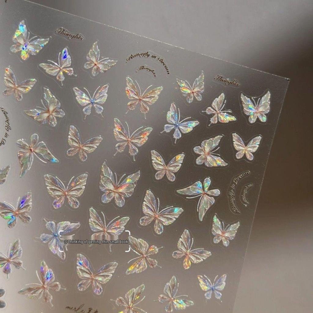 Xiaohongshu Shell Fairy Butterfly Aurora Nail Stickers - Romantic & Elegant Style