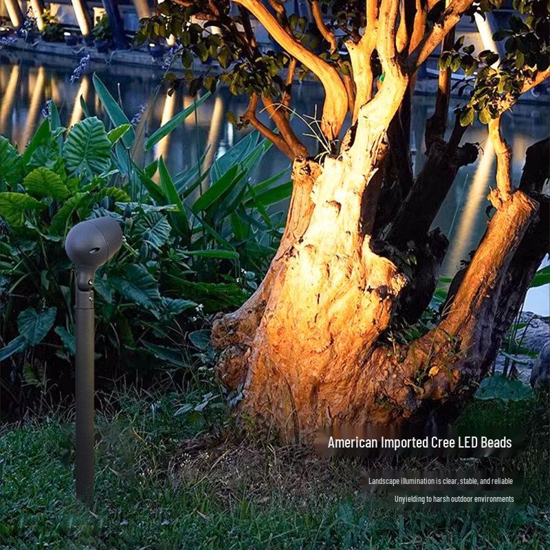 Waterproof LED Outdoor Tree Spotlights for Garden, Courtyard, and Villa with Lawn Ground Spike Installation.