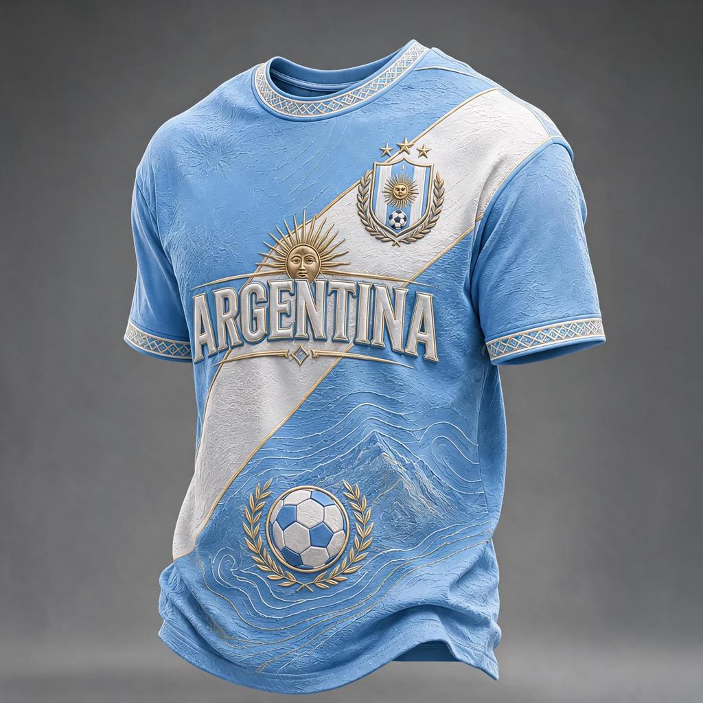 Men's Neck Short Sleeve Soccer Fan T-Shirt for Day