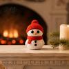 Christmas Snowman Ornament 3D Printed Knitted Figurine, Statue with Red Knit Festive Decor Hat and Scarf, Mini Sculpture for Holiday Desk Decoration