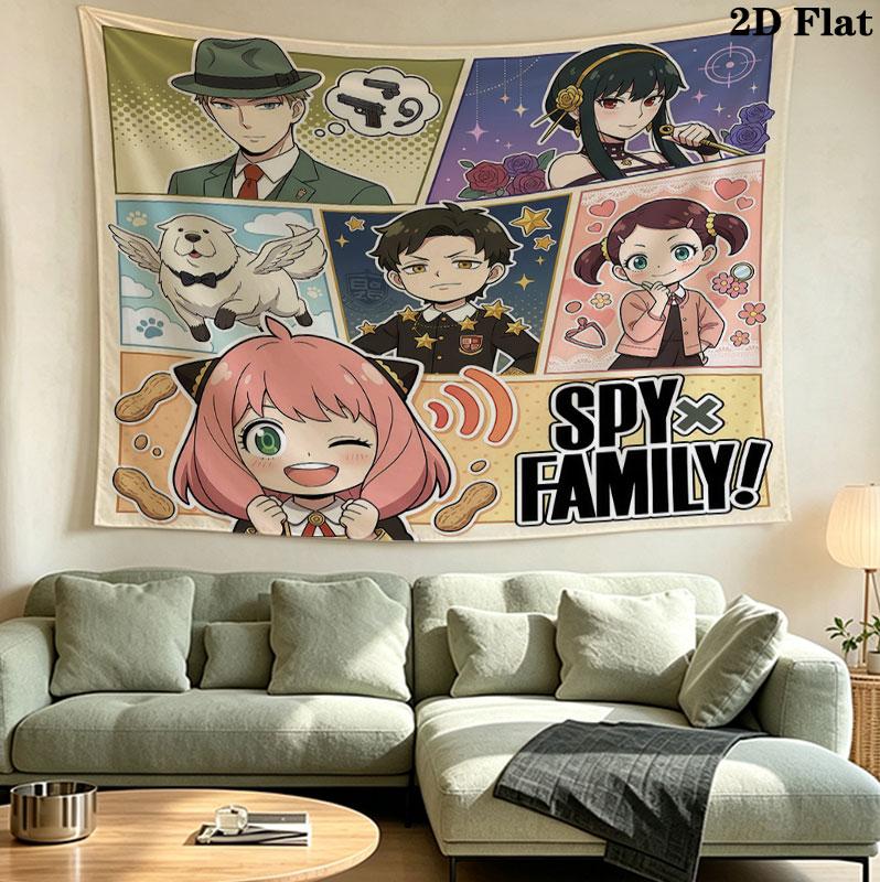 Spy Family Wall Tapestry Aesthetic Wall Hanging Printed Fabric Blanket Decorative Tapestries For Bedroom Living Room Home Decor