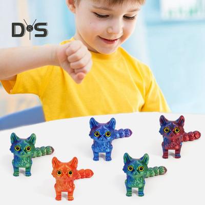 3D Printed Cat Toy Flexible Joints Articulated Cat Model for Adult 3D Printed Animals Fidget Toys for Home Office Classroom Decor