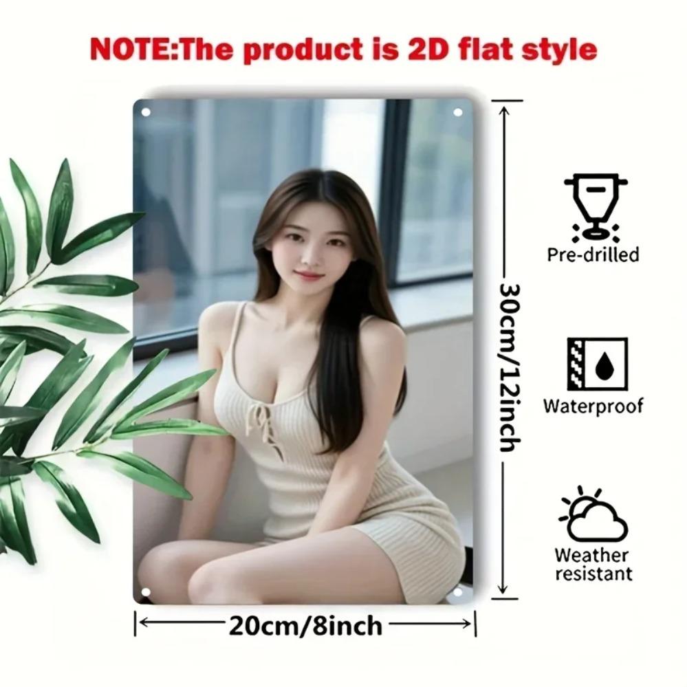 Nowoczesny Portret Kobiety Metalowy Znak Sztuka Ścienna, Minimalistyczny Brązowy Żelazny Plakat, Trwały Wystrój Domowego Biura Kawiarni