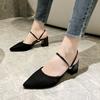 Fashion Summer New Fashion Pointed Toe Fashion Two-wear Comfortable Sandals Thick Heel Sexy Elegant Fashion Slippers