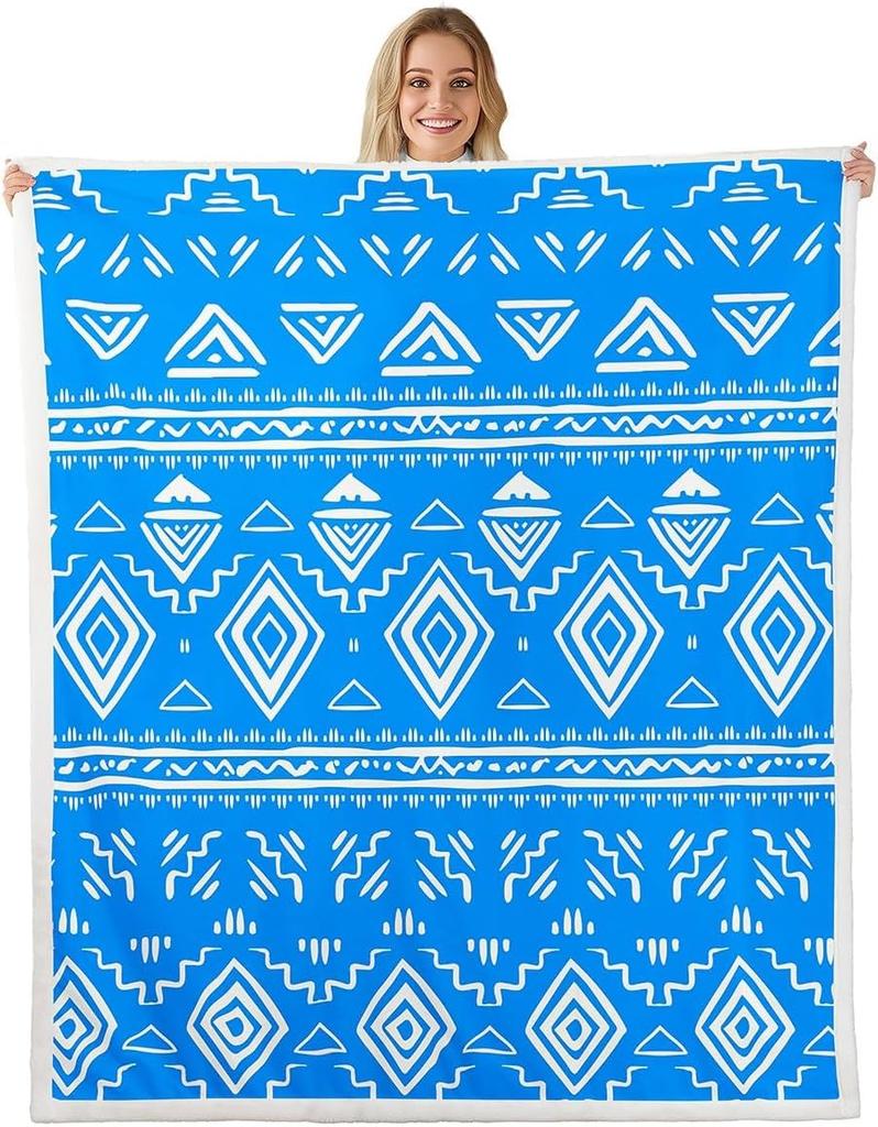 Navajo Pattern Blanket Tribal Design Fleece Throw Southwestern Decor Geometric Print Cozy Home Textile