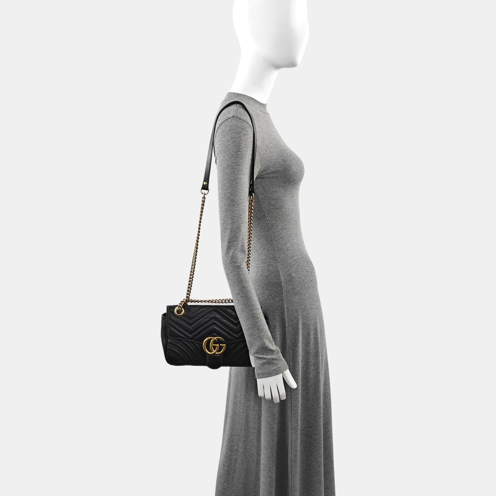 [Pre-Owned] Gucci GG Marmont Small Matelassé Shoulder Bag 'Black' - Good #CPZZOR