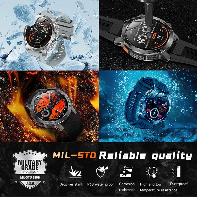 Military Grade 1000mAh Battery Smart Watch IP68 Waterproof GPS Tracker Bluetooth call AMOLED HD Men Sports  New Smartwatch