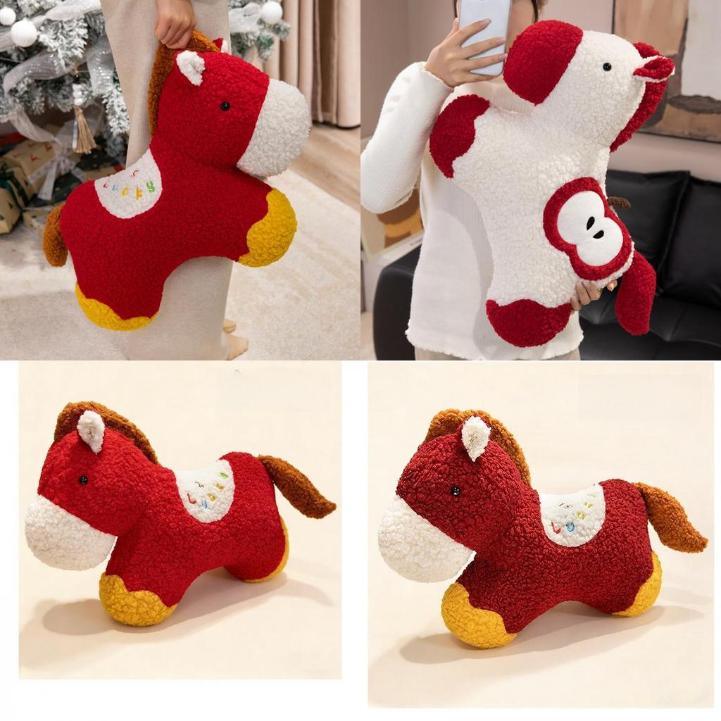 Traditional Horse Plush With Embroidered Pattern For Living Room Decor And Gift