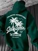 Vacation Style Hip Hop Sweatshirt For Men, California Seaside Scenery Letter Slogan Back Design, Soft Skin Friendly Daily Sports Hoodie