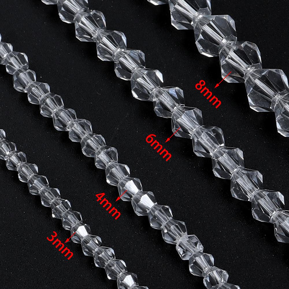 1String 3/4/6/8/10mm Transparent AB Color Crystal Beads Round Square Loose Spacer Glass Beads For DIY Bracelet Necklace Jewelry