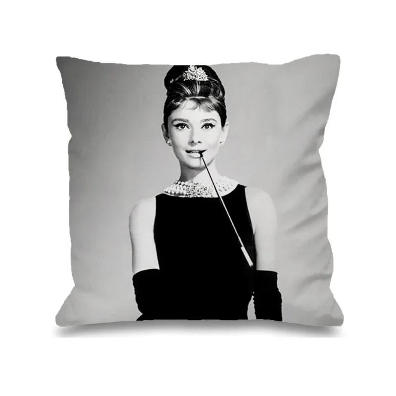 Audrey Hepburn Kissen Stuhlkissen Heim und Dekoration Doppelbettwäsche Kissenbezug Dekor 40x40 Kissenbezüge Dekorative Hülle