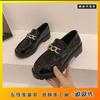 Platform Loafers Women's 2025 New Thick-heeled Single Shoes British Retro Single Shoes Chain Women's Spring and Autumn Versatile Small Leather Shoes