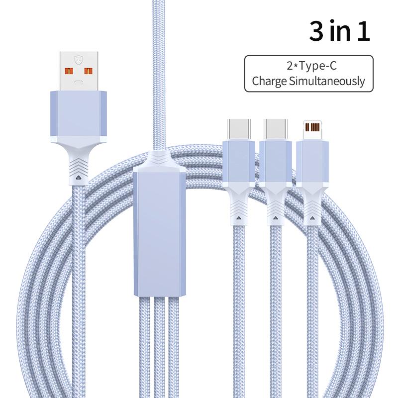 New Design 2-in-1 Hexagonal Braided PD100W USB Type-C Fast Charging Cable for iPhone 16/15 for for